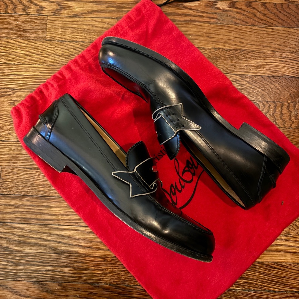 Christian Louboutin Black Leather Penny Loafers